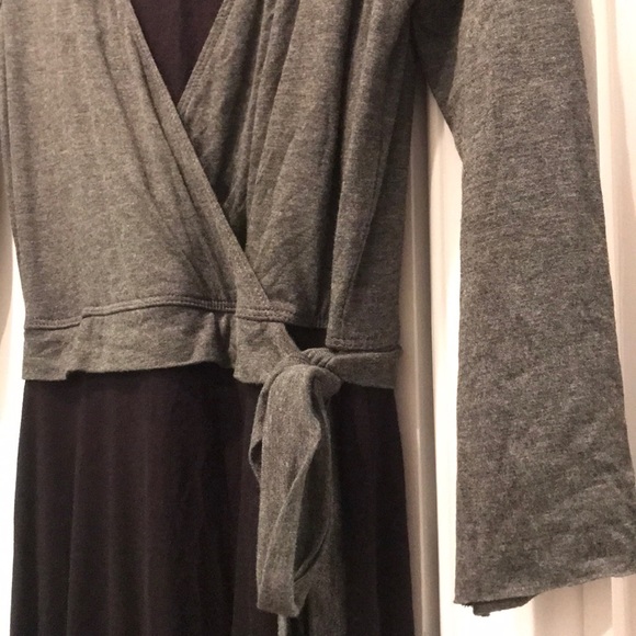 Bailey 44 Black Gray Faux Wrap Dress Anthro - Picture 5 of 7